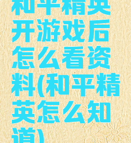 和平精英开游戏后怎么看资料(和平精英怎么知道)