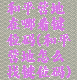 和平营地在哪看键位码(和平营地怎么找键位码)