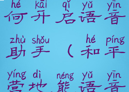 和平营地如何开启语音助手(和平营地能语音通话吗)