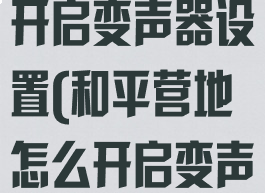 和平营地怎么开启变声器设置(和平营地怎么开启变声器设置权限)