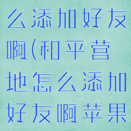 和平营地怎么添加好友啊(和平营地怎么添加好友啊苹果手机)