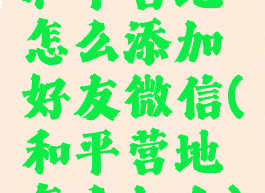 和平营地怎么添加好友微信(和平营地怎么加人)