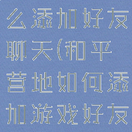 和平营地怎么添加好友聊天(和平营地如何添加游戏好友)