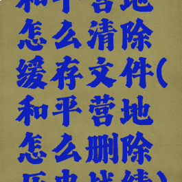 和平营地怎么清除缓存文件(和平营地怎么删除历史战绩)