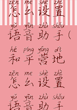 和平营地怎么设置语音助手(和平营地怎么设置语音助手权限)