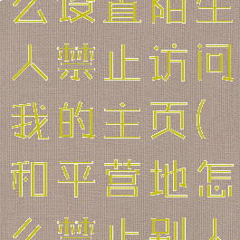 和平营地怎么设置陌生人禁止访问我的主页(和平营地怎么禁止别人访问)