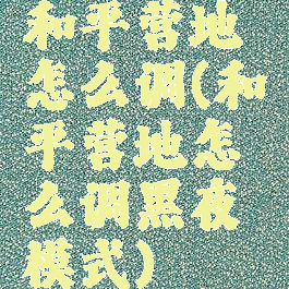 和平营地怎么调(和平营地怎么调黑夜模式)