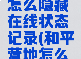 和平营地怎么隐藏在线状态记录(和平营地怎么隐身在线)