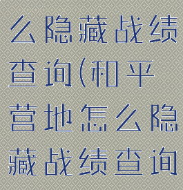 和平营地怎么隐藏战绩查询(和平营地怎么隐藏战绩查询)