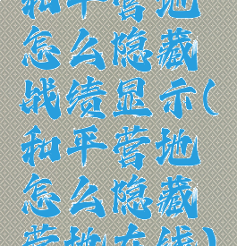 和平营地怎么隐藏战绩显示(和平营地怎么隐藏营地在线)