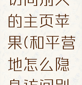 和平营地怎么隐身访问别人的主页苹果(和平营地怎么隐身访问别人的主页苹果手机)