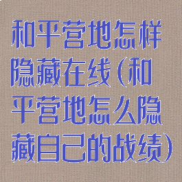 和平营地怎样隐藏在线(和平营地怎么隐藏自己的战绩)