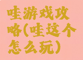 哇游戏攻略(哇这个怎么玩)