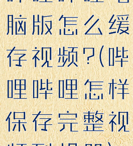 哔哩哔哩电脑版怎么缓存视频?(哔哩哔哩怎样保存完整视频到相册)