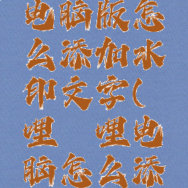 哔哩哔哩电脑版怎么添加水印文字(哔哩哔哩电脑怎么添加视频)