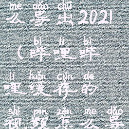 哔哩哔哩缓存的视频怎么导出2021(哔哩哔哩缓存的视频怎么导出苹果手机)