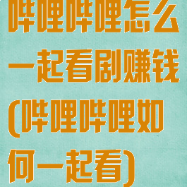 哔哩哔哩怎么一起看剧赚钱(哔哩哔哩如何一起看)