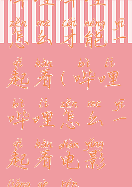 哔哩哔哩怎么才能一起看(哔哩哔哩怎么一起看电影两个人)