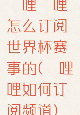 哔哩哔哩怎么订阅世界杯赛事的(哔哩哔哩如何订阅频道)