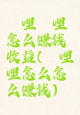 哔哩哔哩怎么赚钱收益(哔哩哔哩怎么怎么赚钱)