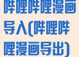 哔哩哔哩漫画导入(哔哩哔哩漫画导出)