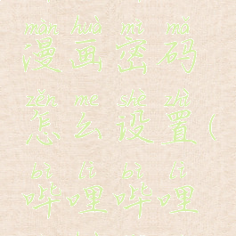 哔哩哔哩漫画密码怎么设置(哔哩哔哩漫画加密)