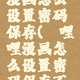 哔哩哔哩漫画怎么设置密码保存(哔哩哔哩漫画怎么设置密码保存不了)