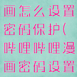 哔哩哔哩漫画怎么设置密码保护(哔哩哔哩漫画密码设置要求)