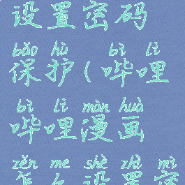 哔哩哔哩漫画怎么设置密码保护(哔哩哔哩漫画怎么设置密码保护功能)