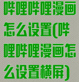 哔哩哔哩漫画怎么设置(哔哩哔哩漫画怎么设置横屏)