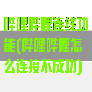 哔哩哔哩连线功能(哔哩哔哩怎么连接不成功)
