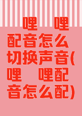 哔哩哔哩配音怎么切换声音(哔哩哔哩配音怎么配)