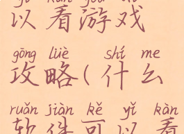 哪个软件可以看游戏攻略(什么软件可以看游戏攻略)