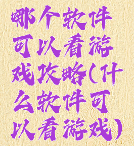 哪个软件可以看游戏攻略(什么软件可以看游戏)