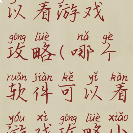 哪个软件可以看游戏攻略(哪个软件可以看游戏攻略小说)