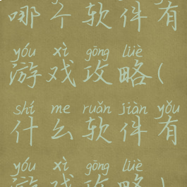 哪个软件有游戏攻略(什么软件有游戏攻略)