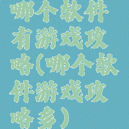 哪个软件有游戏攻略(哪个软件游戏攻略多)