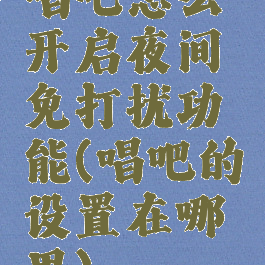 唱吧怎么开启夜间免打扰功能(唱吧的设置在哪里)