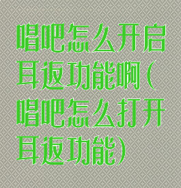 唱吧怎么开启耳返功能啊(唱吧怎么打开耳返功能)