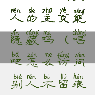 唱吧访问别人的主页能隐藏吗(唱吧怎么访问别人不留痕迹)