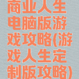 商业人生电脑版游戏攻略(游戏人生定制版攻略)