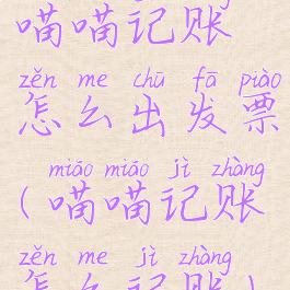 喵喵记账怎么出发票(喵喵记账怎么记账)