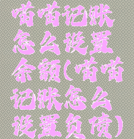 喵喵记账怎么设置余额(喵喵记账怎么设置负债)