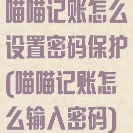喵喵记账怎么设置密码保护(喵喵记账怎么输入密码)