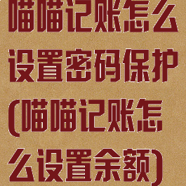 喵喵记账怎么设置密码保护(喵喵记账怎么设置余额)