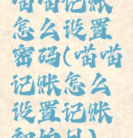 喵喵记账怎么设置密码(喵喵记账怎么设置记账初始日)