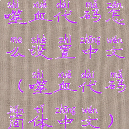 噬血代码怎么设置中文(噬血代码简体中文)