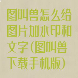 图叫兽怎么给图片加水印和文字(图叫兽下载手机版)