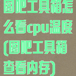 图吧工具箱怎么看cpu温度(图吧工具箱查看内存)