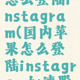 国内苹果怎么登陆instagram(国内苹果怎么登陆instagram加速器)